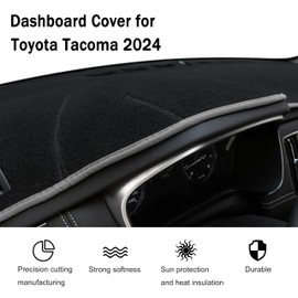 SENSHINE Dashboard Cover Mat for Toyota Tacoma Accessories 2024 2025 No Glare Dash Covers Carpet Protector Sunshade Pad, Gray Trim