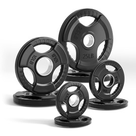 LIONSCOOL 2-Inch Rubber Olympic Grip Weight Plates for Strength Training, Weightlifting, Solid Cast Iron Plate for Barbell in Single/Pair/Set for Home & Gym (2.5-45LB), One Year Warranty (85LB SET)