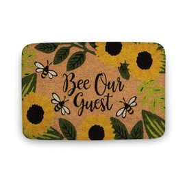 New Bee Our Guest Sunflower Welcome ,Colorful Flowers Home Doormat,Family Home Decorative Welcome ,Welcome Mat Outdoor Mat Home Doormat,Indoor Doormat,Front Back Door Mat 16”x24”