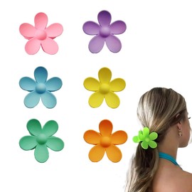 GWAWG 6PCS Hair Claw Clips,Matte Flower Hair Clips,Strong Hold Hair Jaw Clamps,large matte claw clips,Non Slip Hair Clips,versatile big hair clips,large claw clip for Women and Girls