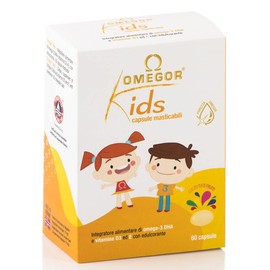 Omegor Kids Capsules, 250 mg Omega-3-DHA for Children, Exquisite Soft Capsules in Fish Jelly, Sweetened and Chewable, Try All Fruits, 60 cps