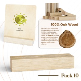Tidita 10 pcs Oak Wood Place Card Holder - Wooden Acrylic Sign Holder Table Decor - Picture Display Stands, Centerpieces Table Number Signs for Shop Cafe Holiday Decoration Wedding Party Events