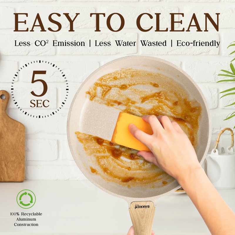 Bakken-Swiss 14-Piece Kitchen Cookware Set – Granite Non-Stick – Eco-Friendly