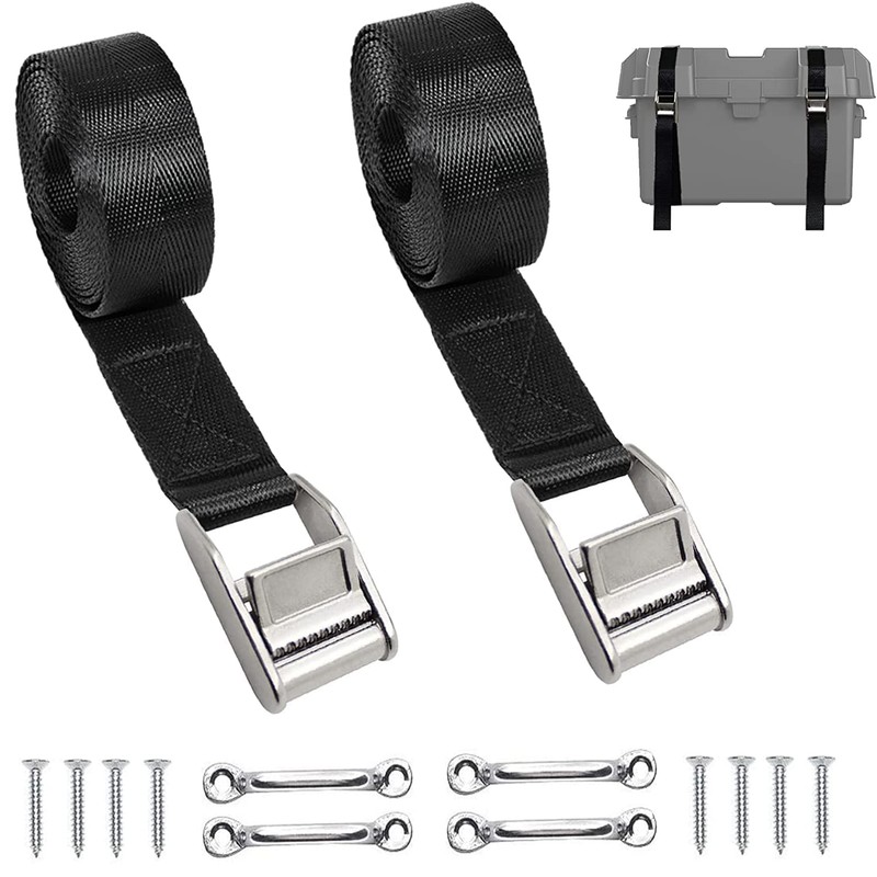 Battery Tie Down Straps for Boats,Stainless Steel Cam Buckle Straps,Cooler