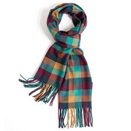 TUSHUSTY Scarf For Men Women Winter Warm Neck Plaid Solid Scarves Fall Softest Classic Yellow Blue Brown