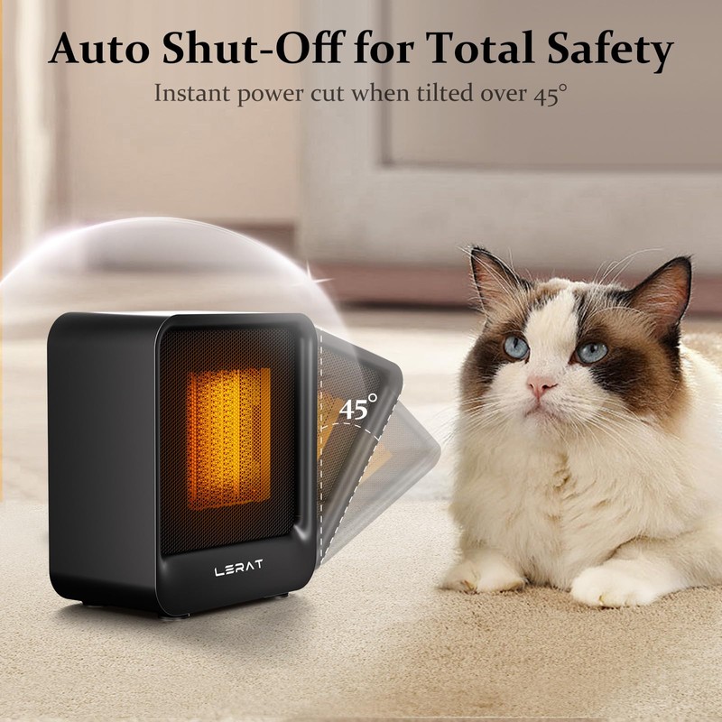 Lerat Space Heater, Portable Mini Heater for Indoor Use, 500W