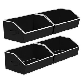 Homsorout Storage Baskets for Shelves - Trapezoid Cube Storage Organizer Bins, Decorative Storage Baskets with Handles, Large Shelves Organizer for Home, Office, Dorm, Black, 4 Pack