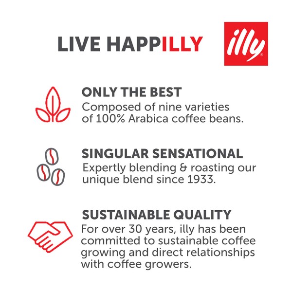 illy Decaffeinated Whole Bean Coffee, Medium Roast, Classic Roast with Notes Of Chocolate & Caramel, 100% Arabica Coffee, No Preservatives, 8.8 Ounce (Pack of 1)