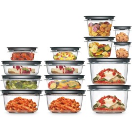 28-Piece Clear Food Storage Containers Snap Bases for Meal Prep Leftover Kitchen