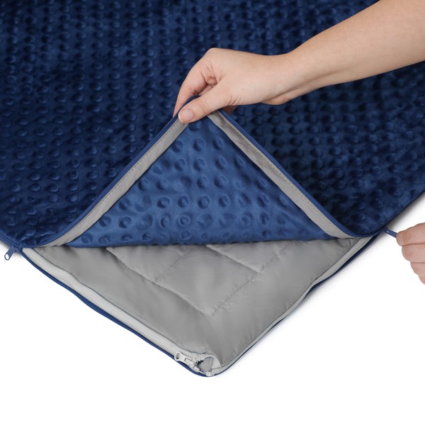 15lb Weighted Blanket + A FREE Minky Cover, Exclusive Stay-Put