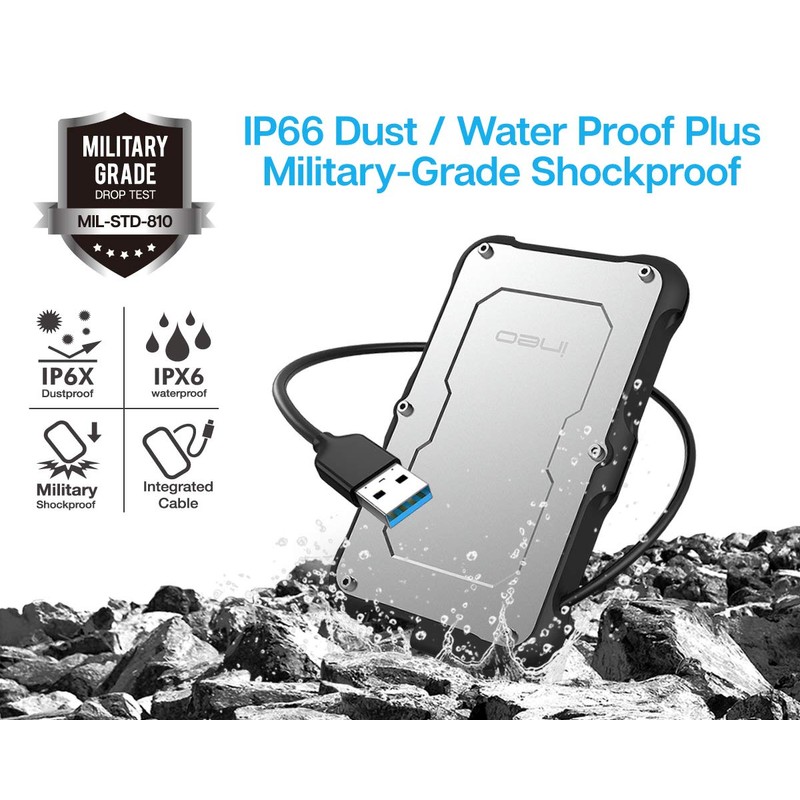 ineo 2.5" USB 3.0 Type A Rugged Waterproof & Shockproof