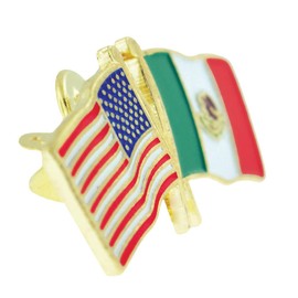 PinMart‘s USA and Mexico Crossed Friendship Flag Enamel Lapel Pin - Country Flags Pins For Hats, Jackets, and Backpacks