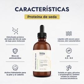 HEBBE - Proteína de Seda Hidrolizada 100 g | Uso y Aplicación Cosmética para Shampoos, Acondicionadores, Mascarillas y Más | Mejora la Salud Capilar y Cutánea | Contenido de 100 g