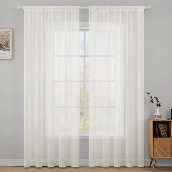 MIULEE Transparent Curtains with Soft Loops Windows for Living Room Elegant Living Room for Bedroom and Curtains Children's Bedroom 2 Panels 140 x 280 cm Avario