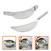 MUCKLILY 2pcs Stainless Steel Pot Strainer with Handle, Moon-shaped pan