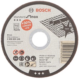 Bosch Professional 2608603169 Standard Inox Metal Cutting Disc, 115mm x 1mm x 22.23mm