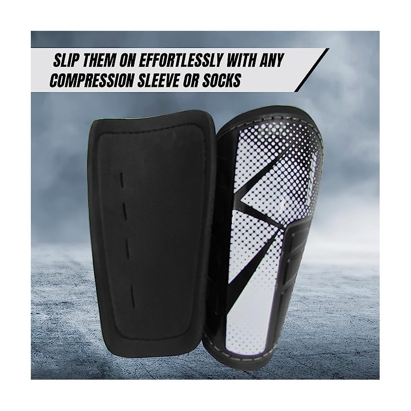Vizari 'Vector' Slip-in Soccer Shinguards with Low Profile PP Deflecting