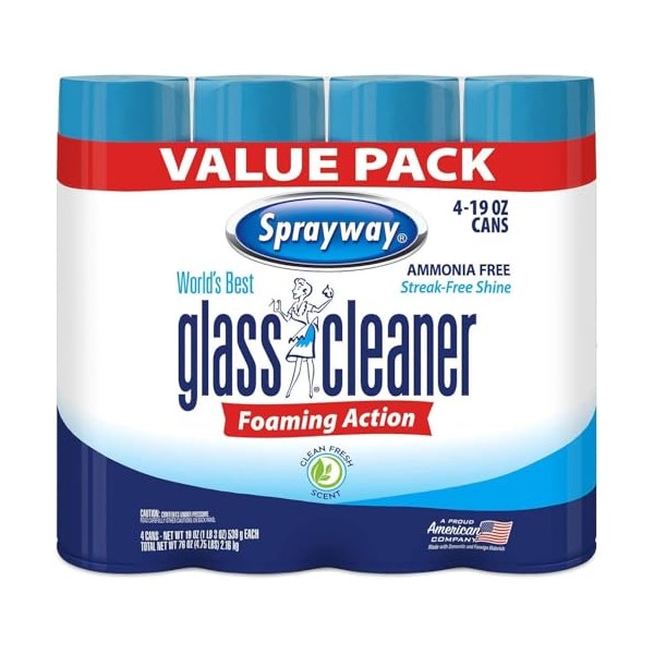 Sprayway 443331 Ammonia Free Glass Cleaner, 19 Oz. (4-Pack) (Packaging