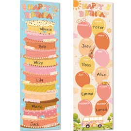 Lonfliness Happy Birthday Poster Chart Groovy Birthday Bulletin Board Decoration Retro Boho Birthdays Classroom Wall Door Decor for Calendar Bulletin Board Nursery Kindergarten Back to School Supplies