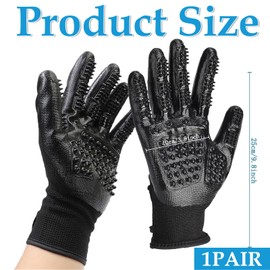 SSuirk Pet Grooming Gloves - Hair Removal Mitts - for Cats, Dogs & Horses - Gentle De-Shedding Brushes - Works as Grooming, Bathing, Combing and Massage Gloves (Black)