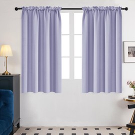 Deconovo Soild Rod Pocket Blackout Curtains, Light Purple, 42W x 45L