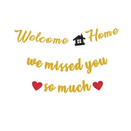 Welcome Home Banner, 2PCS We Missed You So Much Banner Flash Banner Welcome Party Family Party Banner for Home School Decoration