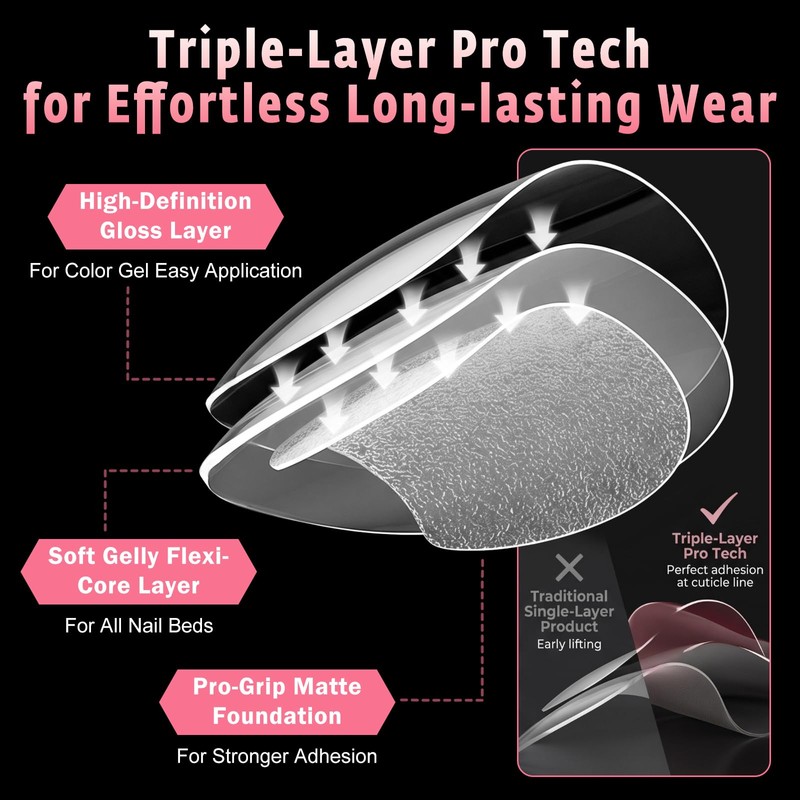 240pc Oval Gel Nail Tips Fake Nail Clear Press on