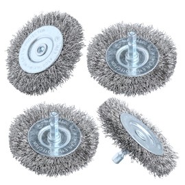 Hiqalty 4pcs 3 Inch Stainless Steel Wire Wheel Brushes Kit for Drill with 1/4-Inch Hex Shank (4)