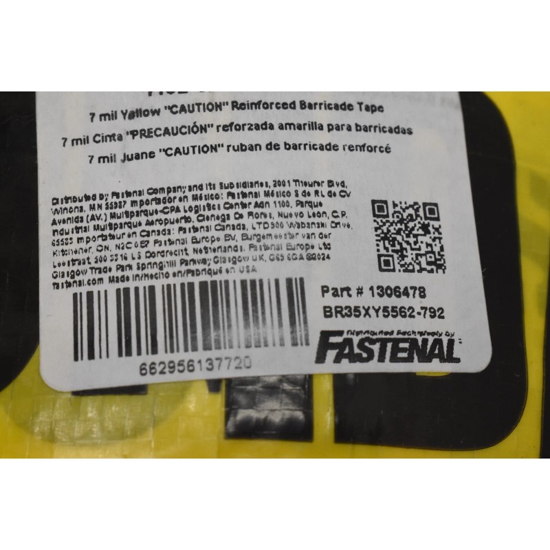 ORMADUS Caution Reinforced Tape Rolls Fastenal 3" x 500' 7mil