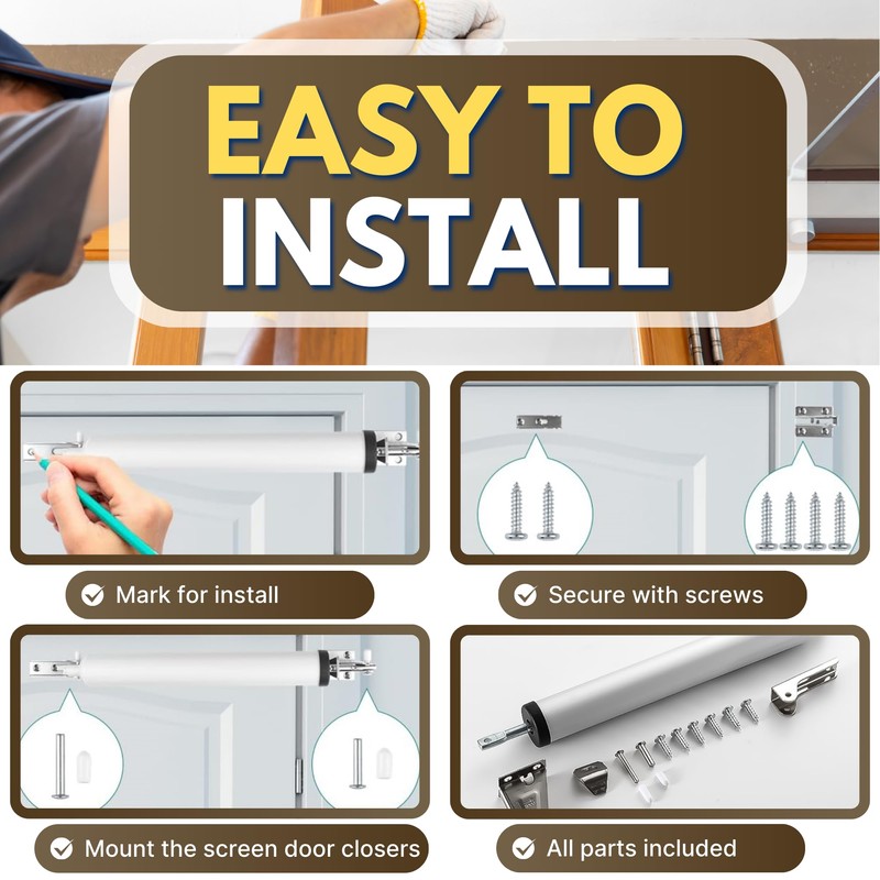 Heavy Duty Screen & Storm Door Closer Kit - Adjustable