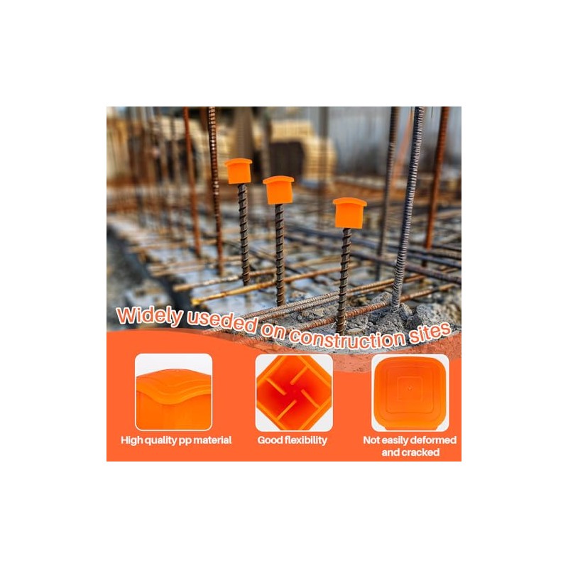 Sukh Rebar Caps - 60Pcs Orange Mushroom Safety Cover for