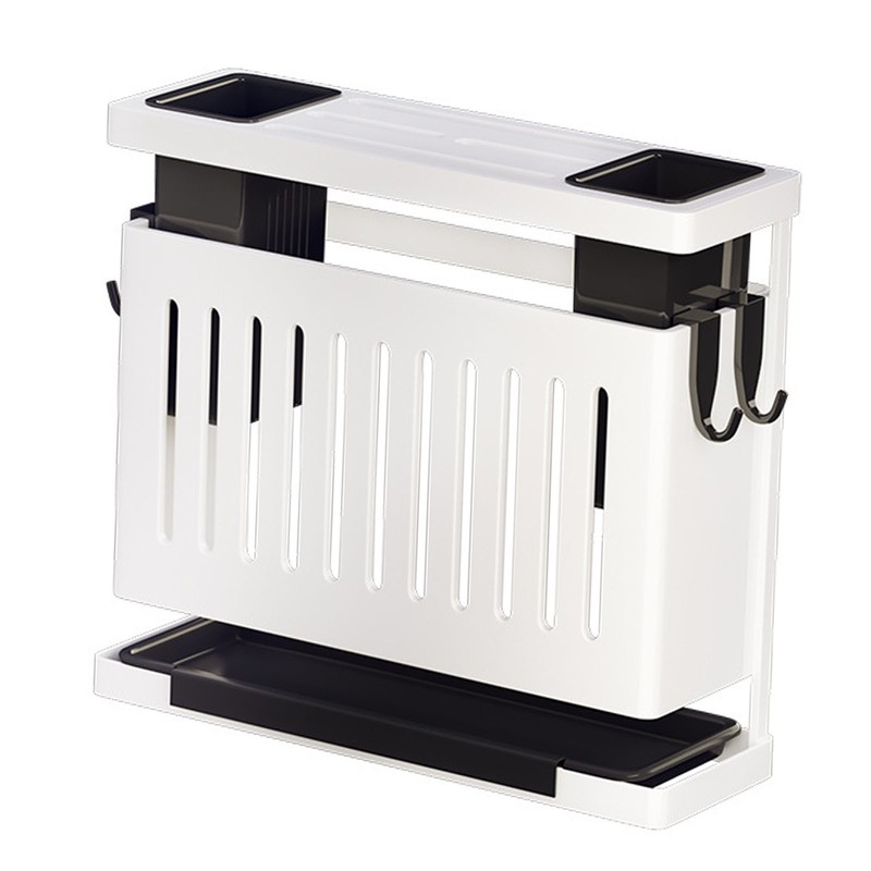 Kitchen Knives Chopstick Rack with Draining Tray Wall Mounted Multifunctional