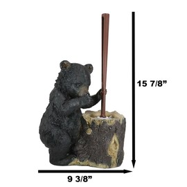 Rustic Whimsical Black Bear Stinky Potion Toilet Brush And Holder Set Figurine
