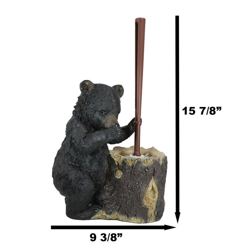 Rustic Whimsical Black Bear Stinky Potion Toilet Brush And Holder