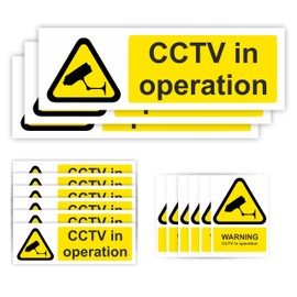 15-Pack Mixed CCTV Stickers For Commercial and Domestic Use Security Signs for Office, Car, House, Window, Doors/CCTV in Operation Sticker in Various Shapes and Sizes To Use for Security Deterrence