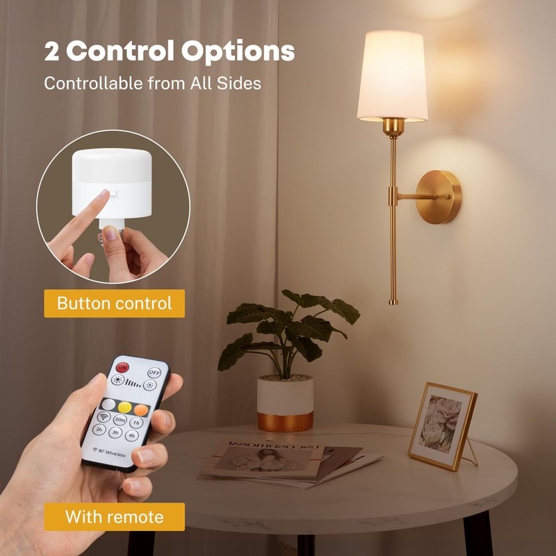 NookNova Rechargeable Light Bulbs with Remote, 10000mAh Battery Operated Light