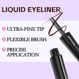 Boobeen Flüssiger Eyeliner-Stift, den ganzen Tag wischfestes flüssiges Eyeliner-Makeup, schnell trocknender schwarzer Eyeliner-Stift für Frauen, mit ultrafeinem Pinsel