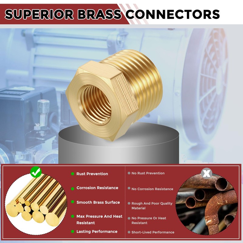 Kozelo 2pcs 3/8" NPT Female to 1/8" NPT Female Solid