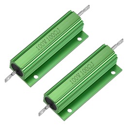 uxcell 2 Pcs Aluminum Case Resistor 100W 100 Ohm Wirewound Green for LED Replacement Converter 100W 100RJ