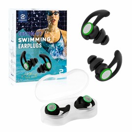 Hearprotek 2 Pairs of Ear Plugs Swimming, Ear Protection Swimming Ear Protection Water Ear Plugs for Adults for Swimmers, Shower, Pool, Bathing, Surfing (Black)