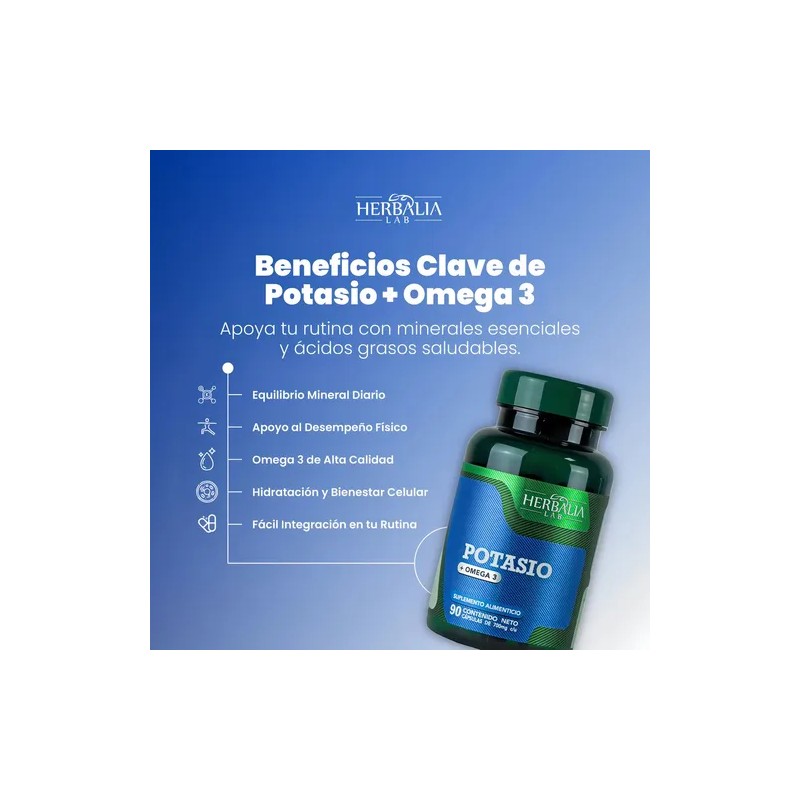 Potasio + Omega 3 Apoyo Nutricional 90 Caps Herbalia Lab
