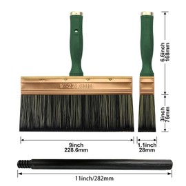KINGORIGIN Deck Stain Brush, 9 Inch Deck Paint Brush with Threaded Handle for Extension Pole, Wide Large Brushes for Staining Wood, Fence, Walls, Lime Wash Paint Brush