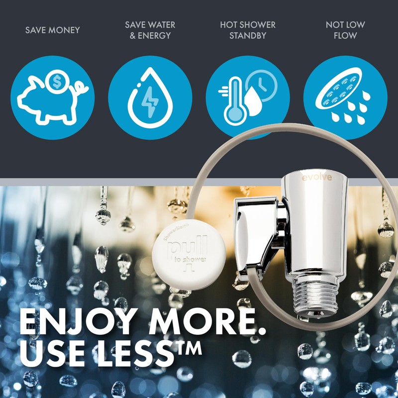 Evolve EV1003CP-SB ShowerStart Thermostatic Shut-off Valve in Chrome Finish, Water-