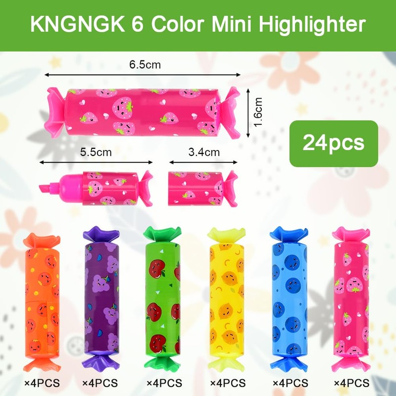 KNGNGK 24 Pieces 6 Colours Mini Highlighter Pen Set Mini