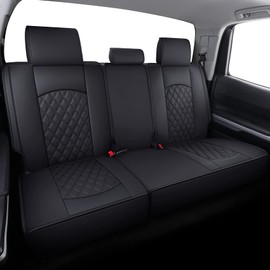 YIERTAI Back Tundra Seat Covers Compatible with Toyota Tundra 2008-2022 2023 2024 2025 2026 Crewmax Cab 1794 Edition Platinum Split Bench 40/60 Waterproof Faux Leather(1 Rear Seat Cover/Black)