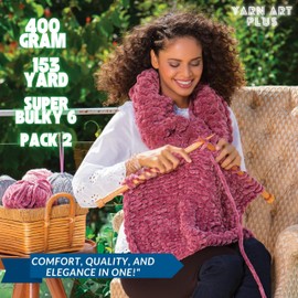 2 Skein Yarn Art Dolce Maxi, Premium Velvet Yarn, Super Soft Bulky 6 Fluffy Bulky for Knitting Crocheting Crafting Blanket Amigurumi, Soft Velvet Baby, Durable for Shedding, 200gr, 76 Yards (774)