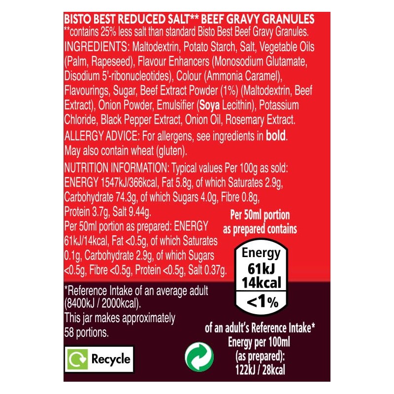 Bisto Best Reduced Salt Beef Gravy Granules Made with Real