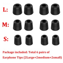 (6 Pairs)Earphone Tips, Proxima Direct 12pcs Replacement Earbud Tips Premium Memory Foam Earphone Earbuds Block Out Ambient Noise for 5mm-7mm Inner Tips in-Ear Earphones with Storage Case(Black,S/M/L)