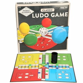 Family Classics Ludo Board Game, 2-4 Players, Ages 6+, Classic Family Game, Red - Green - Blue - Yellow