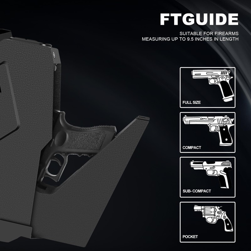 Biometric Handgun Gun Safe for Nightstand, Desk, Bed Side, Wall,Truck